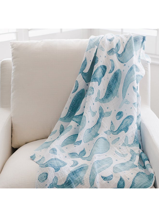 Caspian Single Swaddle Wraps, Whale Print