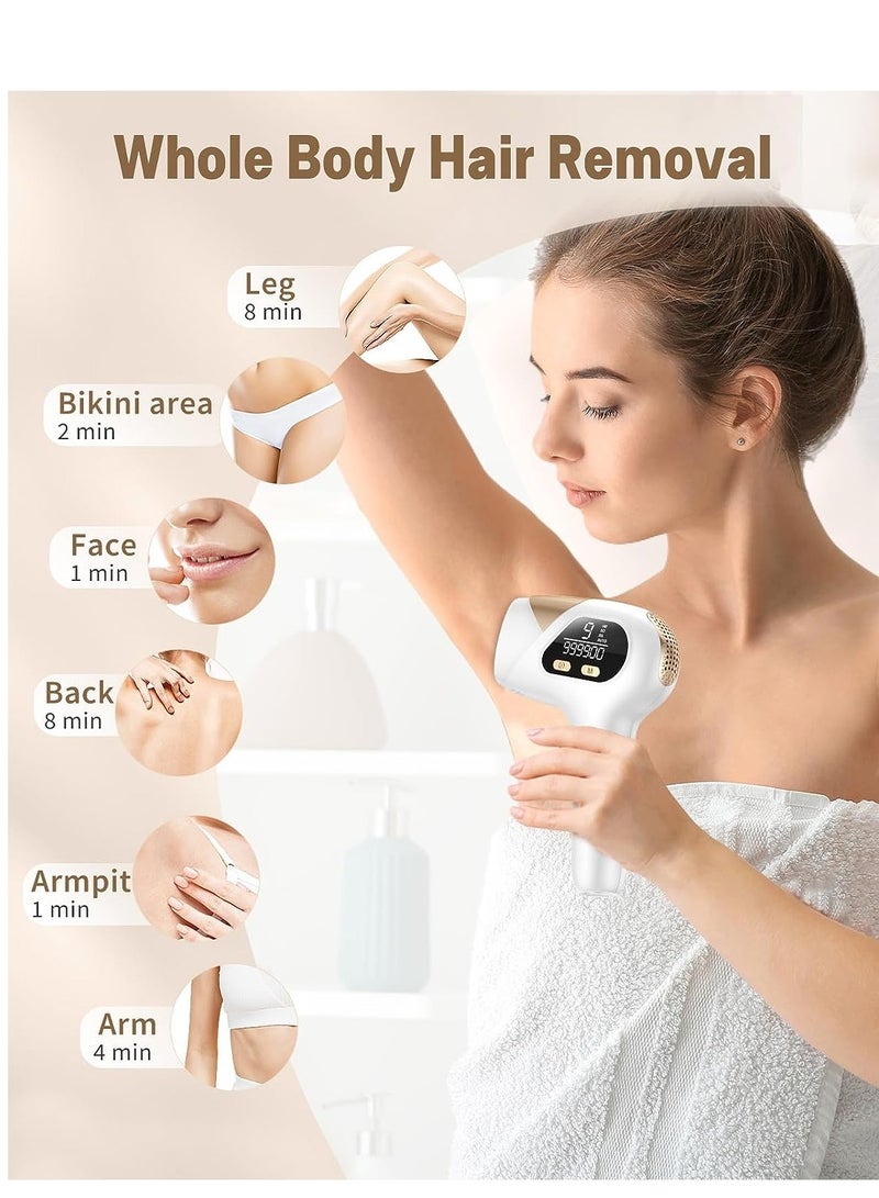Laser Hair Removal device,  At-Home Permanent Hair Removal Device 9 Levels Upgraded 999900 Flashes Hair Remover for Face Armpits Arms Bikini Line Legs