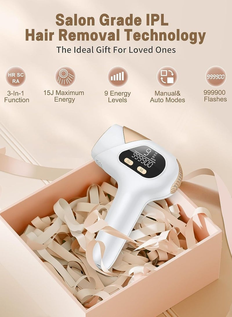 Laser Hair Removal device,  At-Home Permanent Hair Removal Device 9 Levels Upgraded 999900 Flashes Hair Remover for Face Armpits Arms Bikini Line Legs