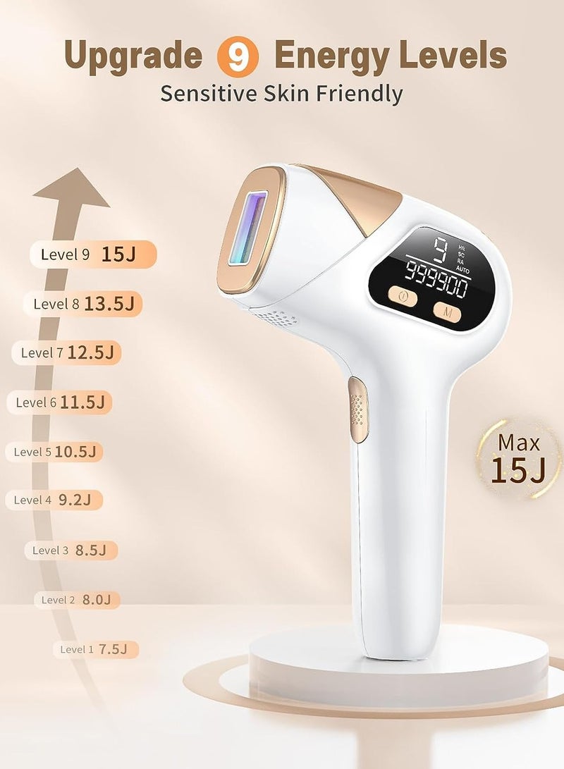 Laser Hair Removal device,  At-Home Permanent Hair Removal Device 9 Levels Upgraded 999900 Flashes Hair Remover for Face Armpits Arms Bikini Line Legs