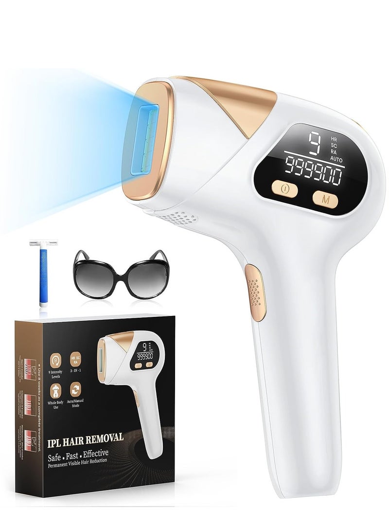 Laser Hair Removal device,  At-Home Permanent Hair Removal Device 9 Levels Upgraded 999900 Flashes Hair Remover for Face Armpits Arms Bikini Line Legs