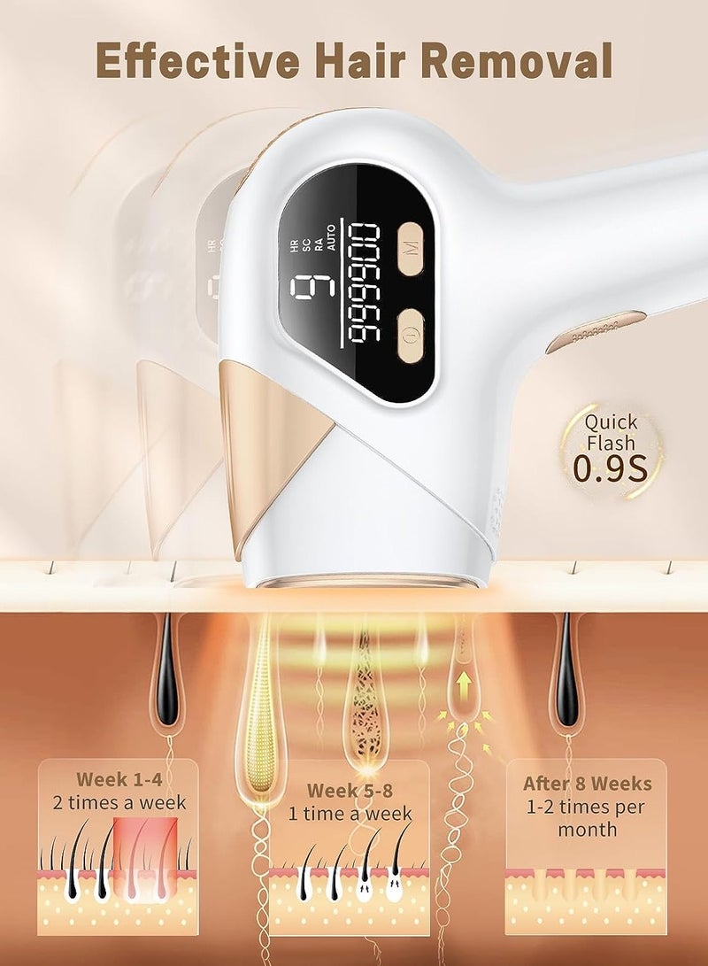 Laser Hair Removal device,  At-Home Permanent Hair Removal Device 9 Levels Upgraded 999900 Flashes Hair Remover for Face Armpits Arms Bikini Line Legs
