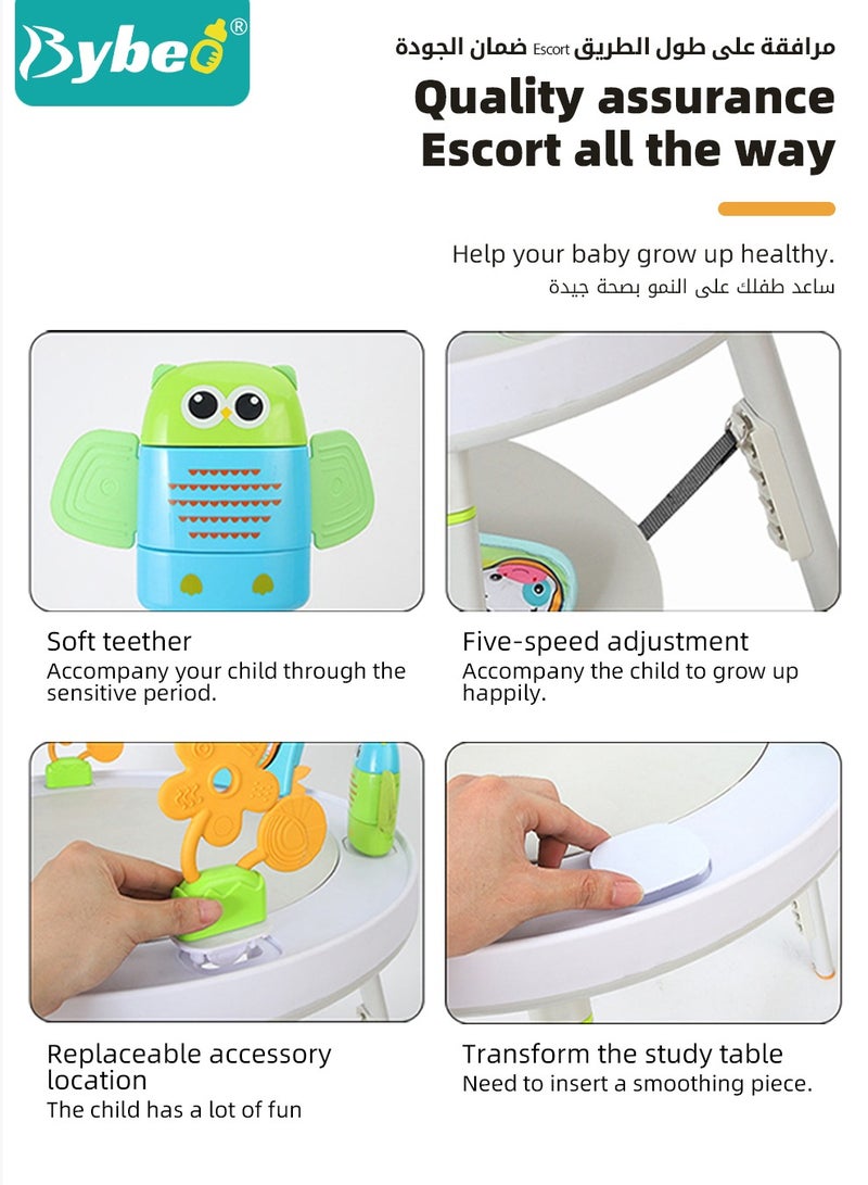 Baby Jumper, Adjustable Babies Bouncer, Multifunctional Activity Table, Walkers and Jumperoo, Kid Interactive Play Center, with Music Lights and Sounds, for 4 months to 6-year Infants and Toddlers