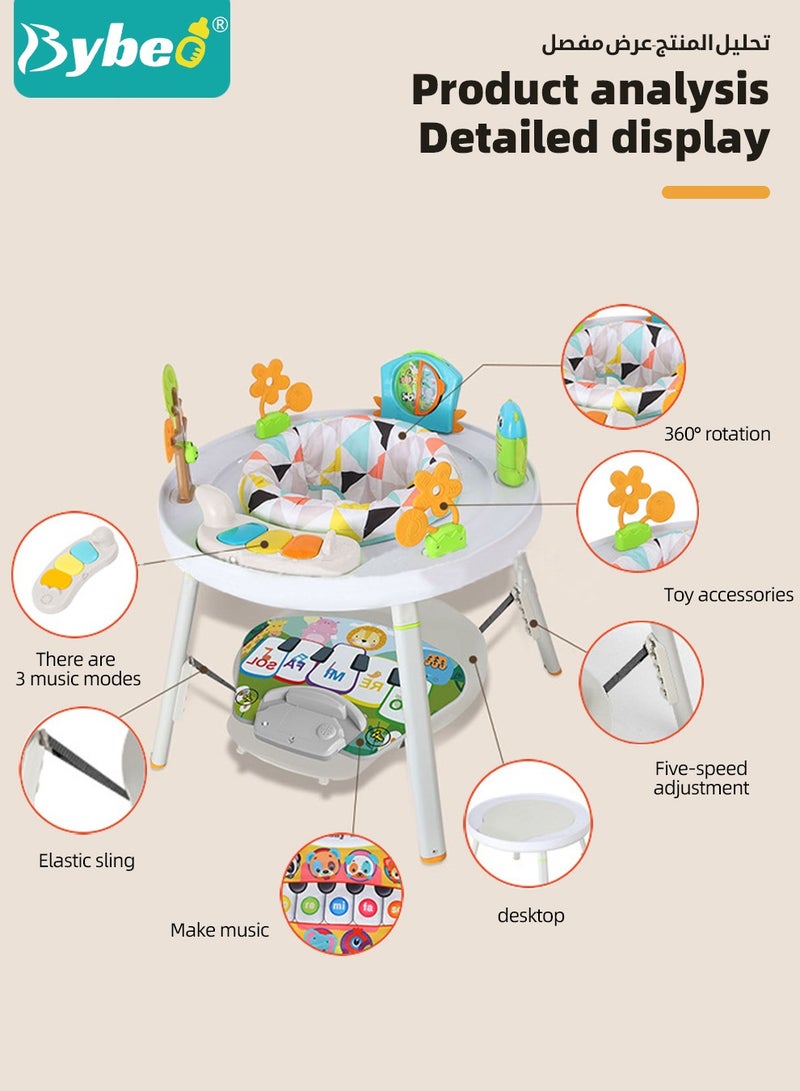 Baby Jumper, Adjustable Babies Bouncer, Multifunctional Activity Table, Walkers and Jumperoo, Kid Interactive Play Center, with Music Lights and Sounds, for 4 months to 6-year Infants and Toddlers