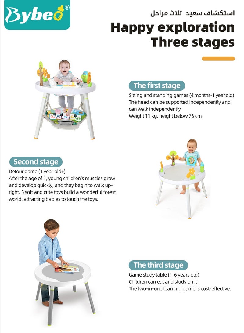 Baby Jumper, Adjustable Babies Bouncer, Multifunctional Activity Table, Walkers and Jumperoo, Kid Interactive Play Center, with Music Lights and Sounds, for 4 months to 6-year Infants and Toddlers