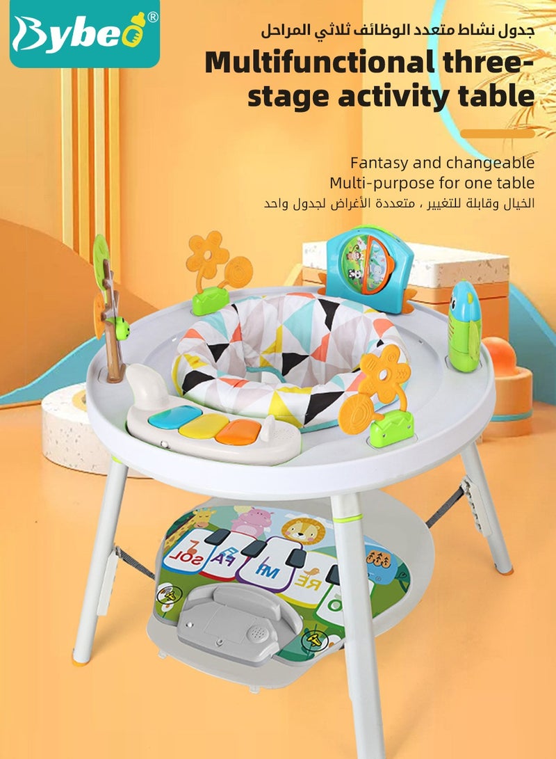 Baby Jumper, Adjustable Babies Bouncer, Multifunctional Activity Table, Walkers and Jumperoo, Kid Interactive Play Center, with Music Lights and Sounds, for 4 months to 6-year Infants and Toddlers