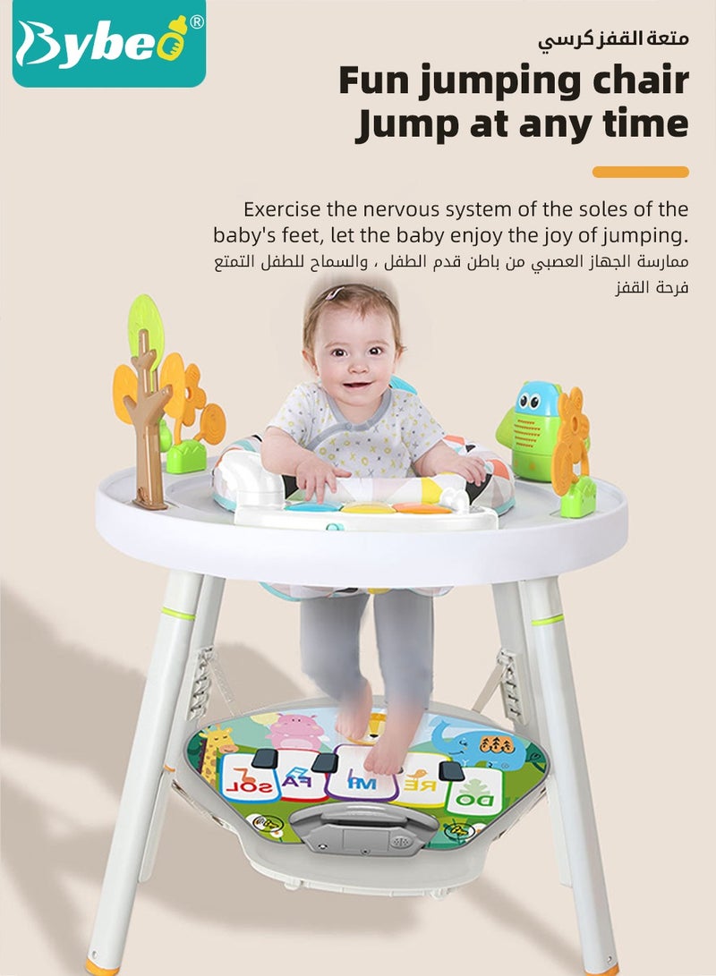 Baby Jumper, Adjustable Babies Bouncer, Multifunctional Activity Table, Walkers and Jumperoo, Kid Interactive Play Center, with Music Lights and Sounds, for 4 months to 6-year Infants and Toddlers