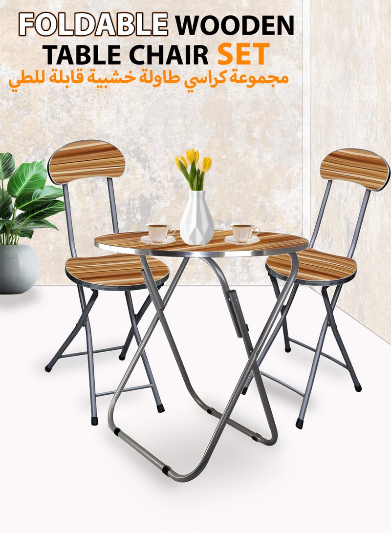 Foldable Wooden Square Table And 2 Folding Chairs Seats Metal For Breakfast Computer Laptop Desk Office Workstation Kitchen Balcony Home Dining Outdoor Picnic Beach Desert Camping