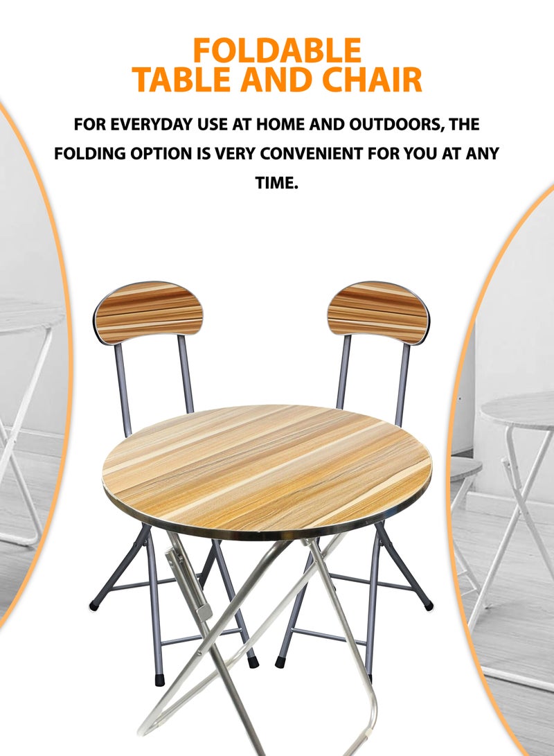 Foldable Wooden Square Table And 2 Folding Chairs Seats Metal For Breakfast Computer Laptop Desk Office Workstation Kitchen Balcony Home Dining Outdoor Picnic Beach Desert Camping