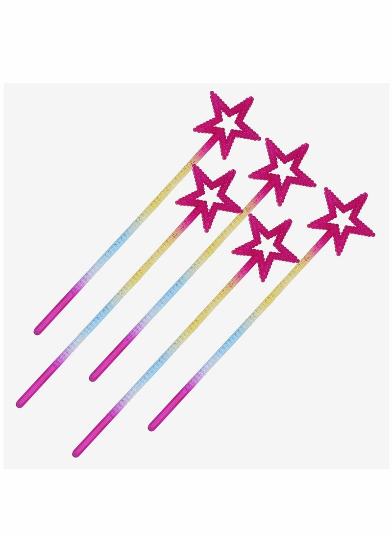 Star Fairy Wands 5PCS Girls Costume Props Star Magic Wand Angel Fairy Wands Sticks Birthday Party Wedding Cosplay 13 Inches (Multicolor)