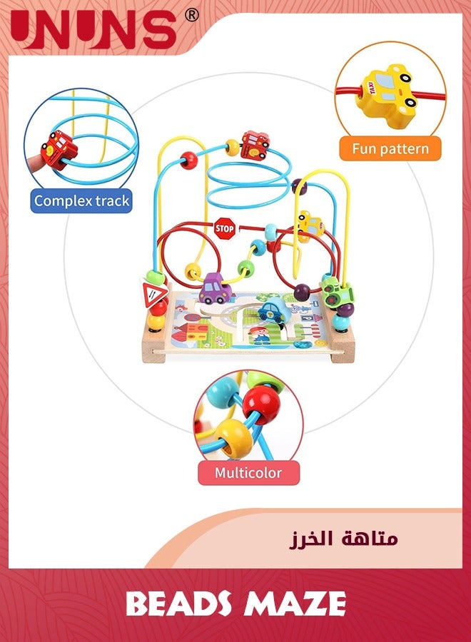 Wooden Bead Maze Toys,Beads Circle Toys For Toddlers,Colorful Transportation Bead Toy Kids,Roller Coaster Preschool Educational Toys,Sensory Learning Toys, Birthday Gifts For Boys Girls