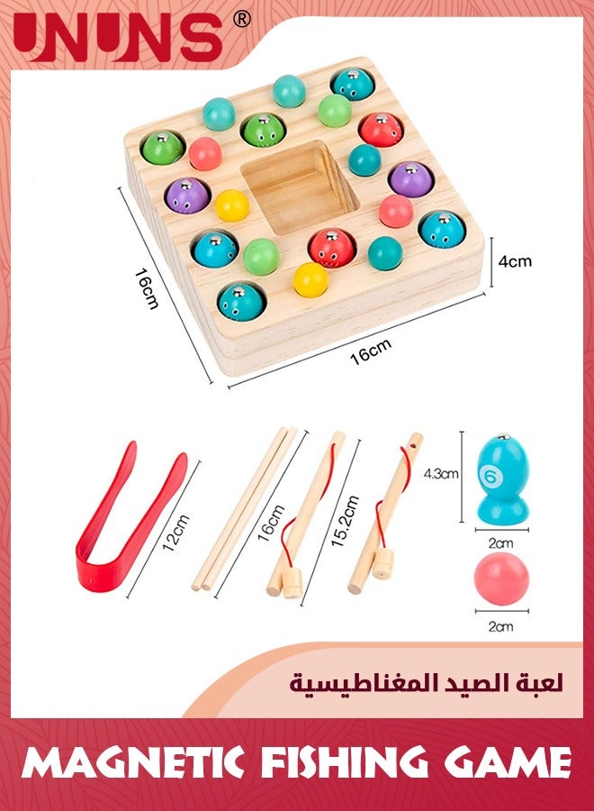 Magnetic Fishing Game,Montessori Toys For Toddlers,Wooden Fishing Game,Fine Motor Skill Autism Toys,Magnet Fishing Pole Clamp Chopsticks Preschool Math Game,Gift For Kids Age 3 4 5 6 Year Old