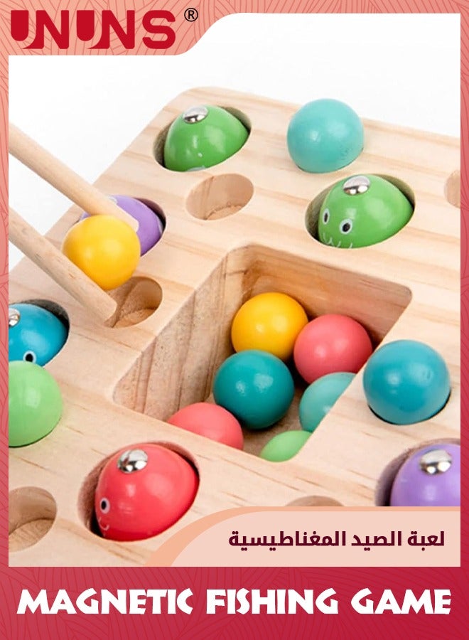Magnetic Fishing Game,Montessori Toys For Toddlers,Wooden Fishing Game,Fine Motor Skill Autism Toys,Magnet Fishing Pole Clamp Chopsticks Preschool Math Game,Gift For Kids Age 3 4 5 6 Year Old