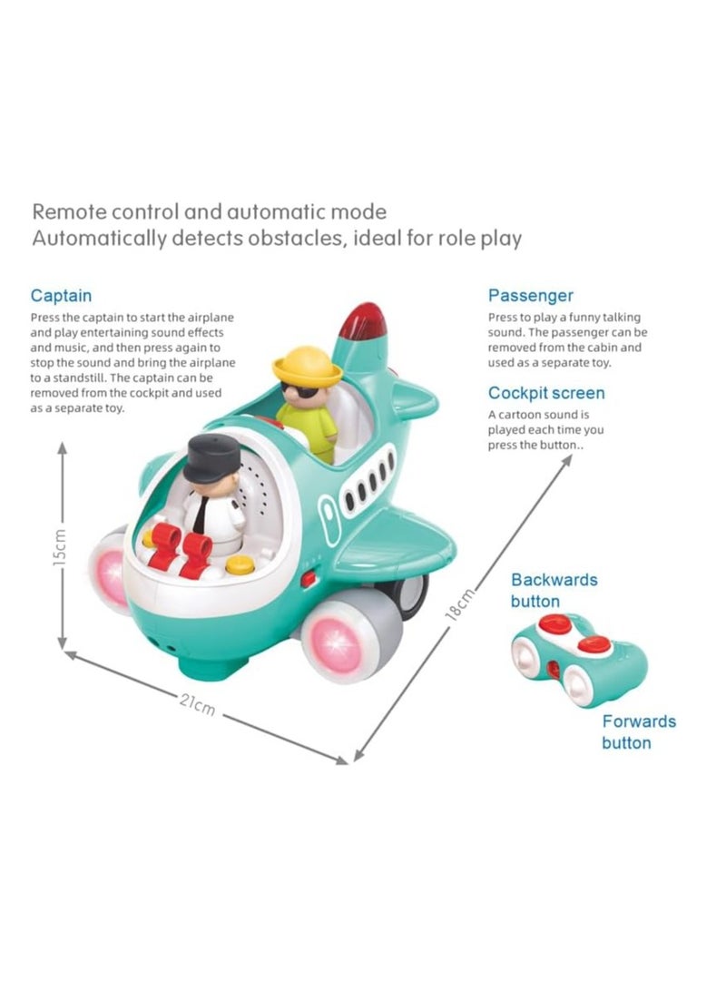 Toddler Kids Toys - Remote control Plane - Aircraft Pretend Play Children toys - Multi Modes - Light And Music Fun Aeroplane Car Toys For Baby
