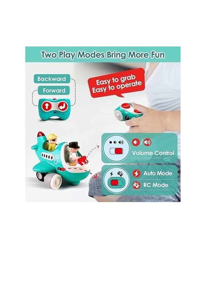 Toddler Kids Toys - Remote control Plane - Aircraft Pretend Play Children toys - Multi Modes - Light And Music Fun Aeroplane Car Toys For Baby