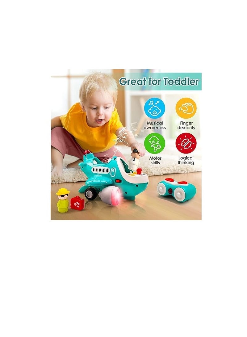 Toddler Kids Toys - Remote control Plane - Aircraft Pretend Play Children toys - Multi Modes - Light And Music Fun Aeroplane Car Toys For Baby