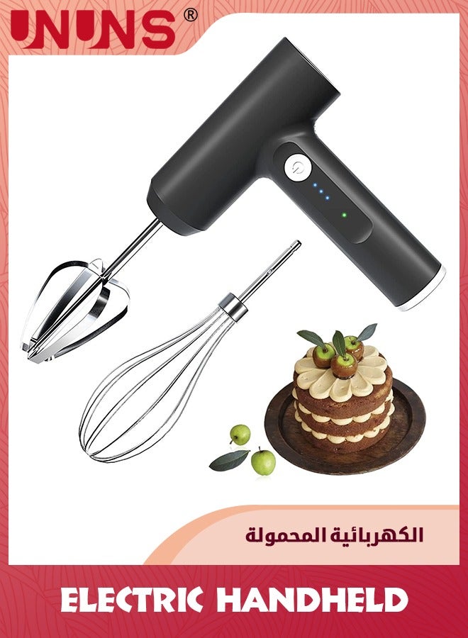 Cordless Hand Mixer,Electric Whisk USB Rechargeable Handheld Electric Mixer With 3-speed,304 Stainless Steel Beaters And Balloon Whisk,For Gifts,Butter Tarts,Cakes,Cookies