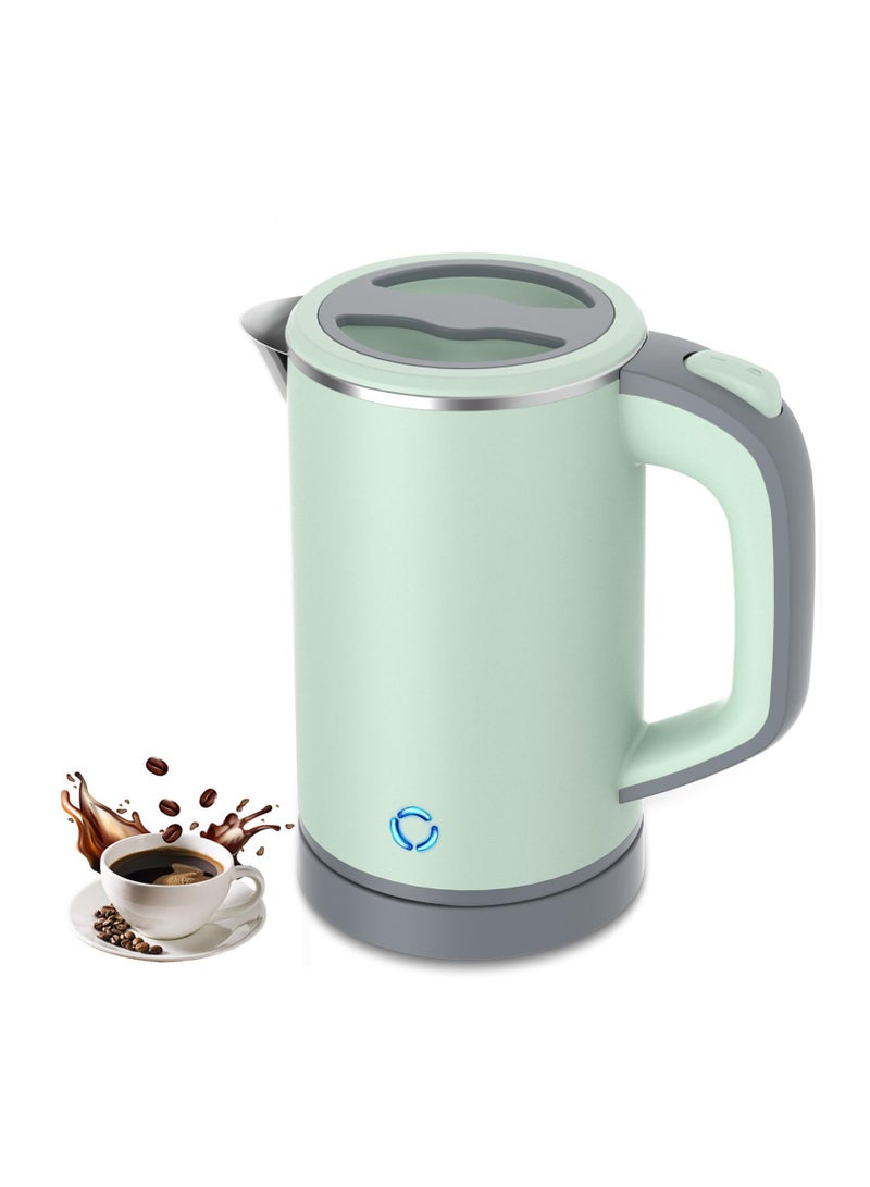 Small Electric Kettle, Travel Mini Hot Water Boiler Heater, 304 Stainless Steel 0.8L Portable Electric Kettles or Boiling Water,  with Auto Shut-Off for Camping, Travel, Office and More (Green)