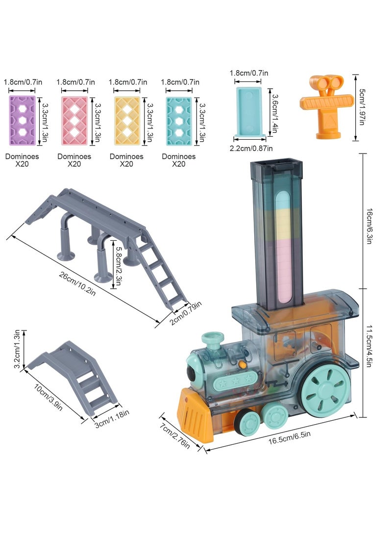 Domino Train Toy Set, Domino Electric Train Model with Sounds and Light, Domino Blocks Building Stacking Toy, STEM Creative Gift for 3 4 5 6 7 Year Old Boys Girls