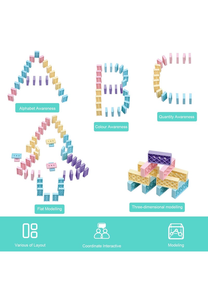 Domino Train Toy Set, Domino Electric Train Model with Sounds and Light, Domino Blocks Building Stacking Toy, STEM Creative Gift for 3 4 5 6 7 Year Old Boys Girls