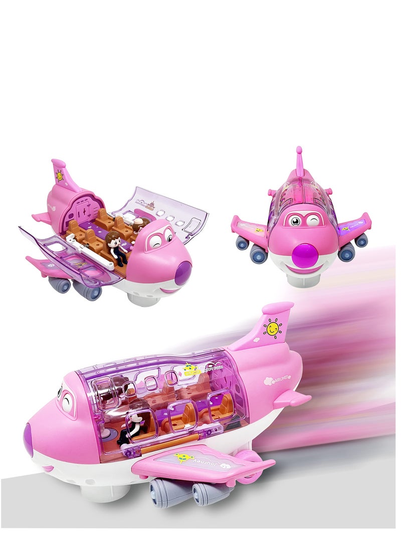 Kids Airplane Toy, Pink Toddler Airplane Toys for Girls W/Colorful Lights Music & Toy Airplane Sounds, 360 Automated Wheels, for Birthday Gifts Toddler Girls Toys 2 3 4 5 6 7-Year-Old Up