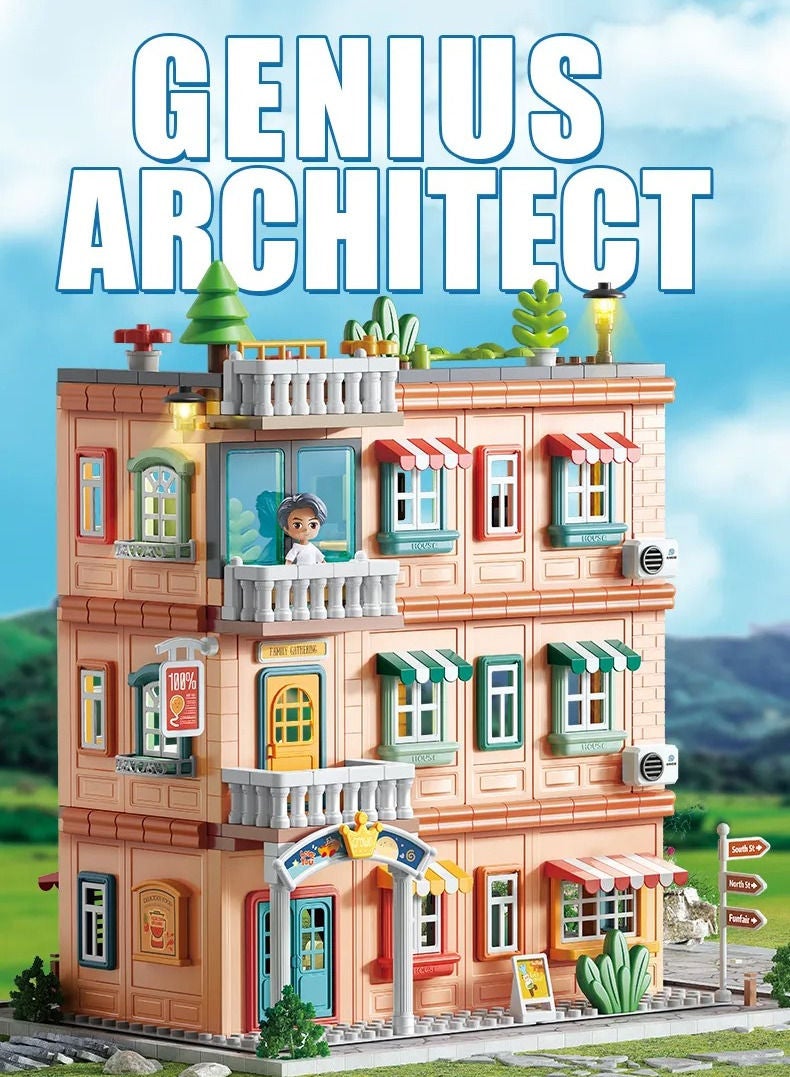 City Dream House Building Set 1803, 382 Big Blocks Gift Toys For Girls & Boys 3+ Years Old, Kids Learning and Education Doll House with Kitchen, Bedroom, Bathroom & Living Room