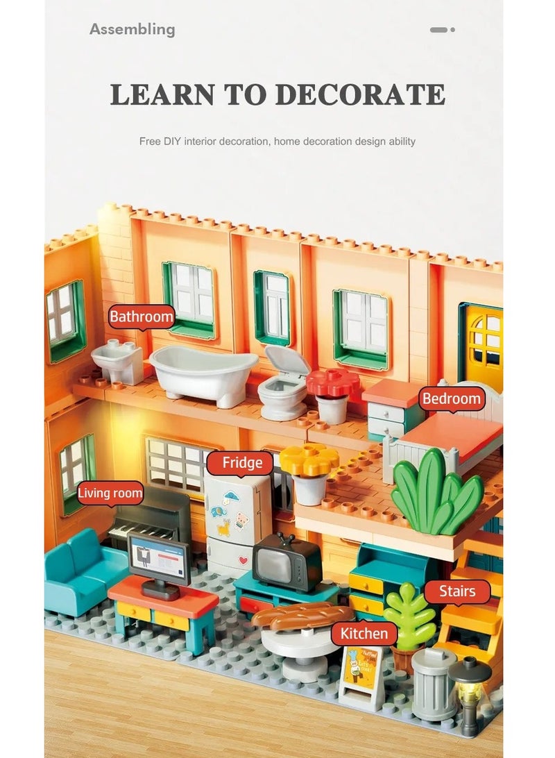 City Dream House Building Set 1803, 382 Big Blocks Gift Toys For Girls & Boys 3+ Years Old, Kids Learning and Education Doll House with Kitchen, Bedroom, Bathroom & Living Room