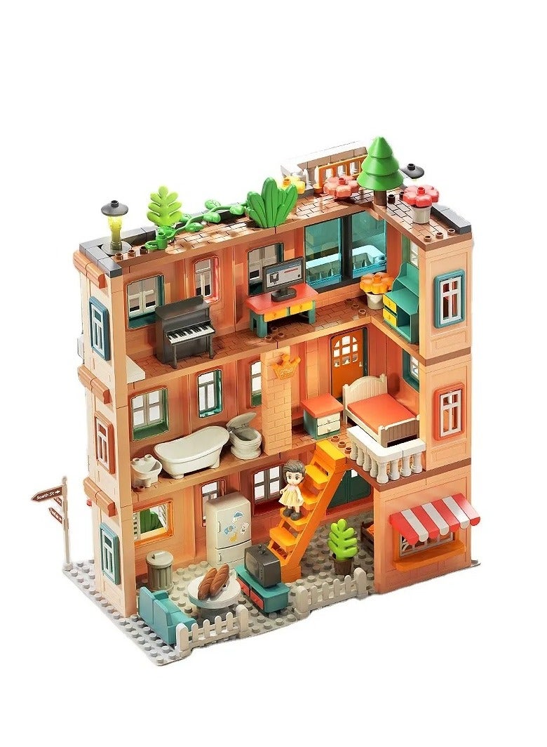 City Dream House Building Set 1803, 382 Big Blocks Gift Toys For Girls & Boys 3+ Years Old, Kids Learning and Education Doll House with Kitchen, Bedroom, Bathroom & Living Room