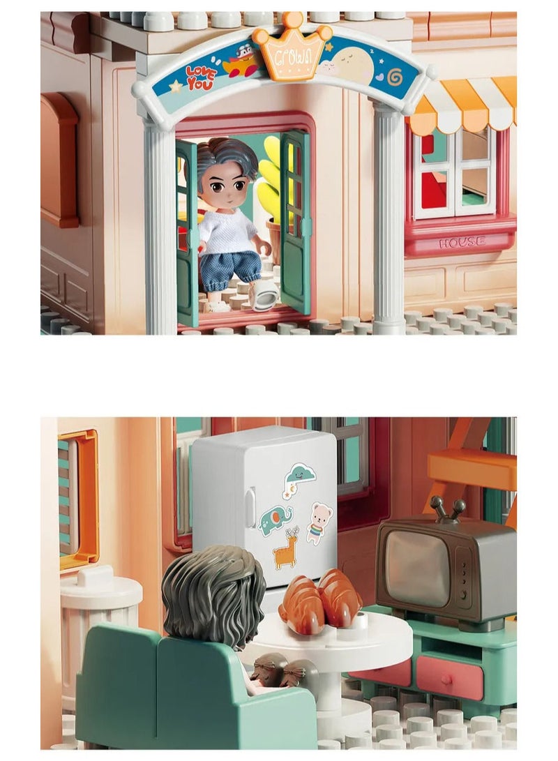 City Dream House Building Set 1803, 382 Big Blocks Gift Toys For Girls & Boys 3+ Years Old, Kids Learning and Education Doll House with Kitchen, Bedroom, Bathroom & Living Room