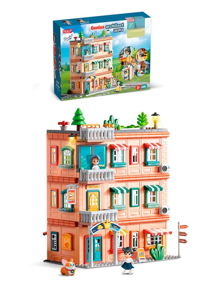 City Dream House Building Set 1803, 382 Big Blocks Gift Toys For Girls & Boys 3+ Years Old, Kids Learning and Education Doll House with Kitchen, Bedroom, Bathroom & Living Room