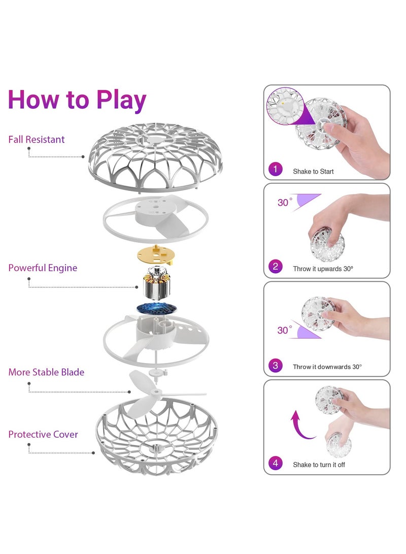 360° Rotating Flying Orb Ball Toys, Hand Controlled Motion Sensor Mini Drone, Mini Drone for Kids Adult, Flying Spinner UFO with LED Light Indoor Outdoor Toys for Boys and Girls