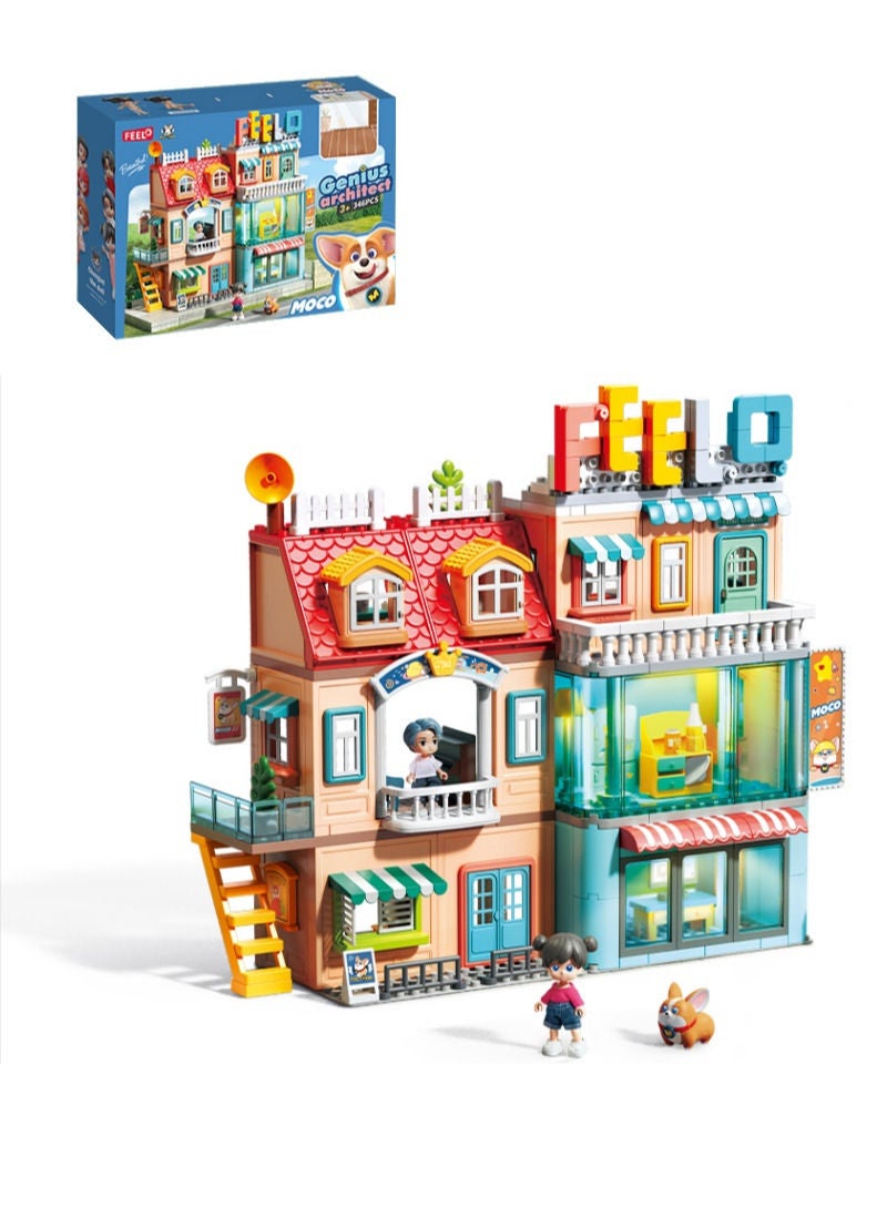 Creative Foldable House Building Set 1809, 346 Big Blocks Gift Toy for 3+ Years Old Boys and Girls Who Love Architecture and City Theme, Kids Learning and Education Family Game