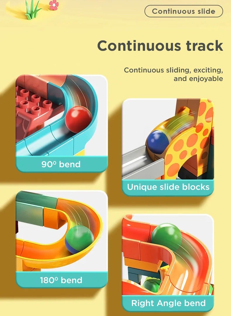 Marble Run Jungle Slide Building Set FL1619, 330 Big Blocks Gift Toy for Boys and Girls 3+ Years Old Who Love Interactive and STEM Games, Kids Learning and Education