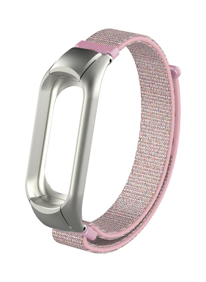 Release Buckle Nylon Strap Replacement For Xiaomi Mi Band 3 Pink/Silver