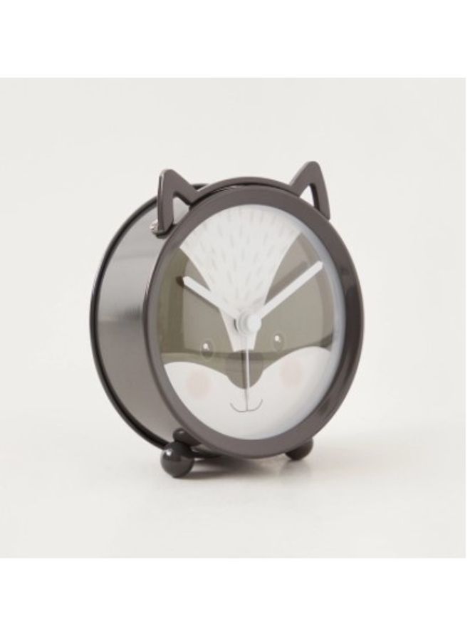 Cat Face Design Round Table Clock Black