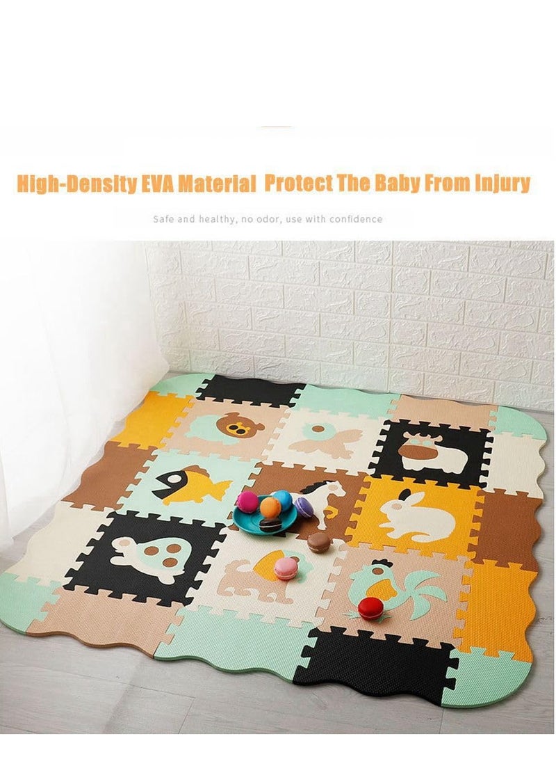 COOLBABY Foam Play Mat for Kids 25Pcs Square Interlocking Puzzle Floor Mat Baby Play Mat Floor Mat Foam Puzzle Playmat for Toddlers with Fence