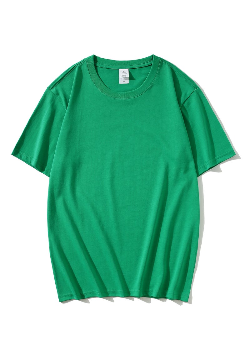 T-shirt Summer Cotton Short Sleeve Solid Color Green