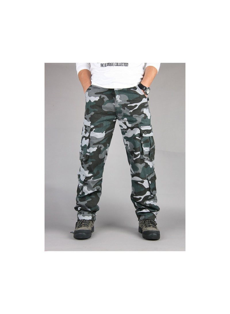 Squality Men Camouflage Military Overalls Blue