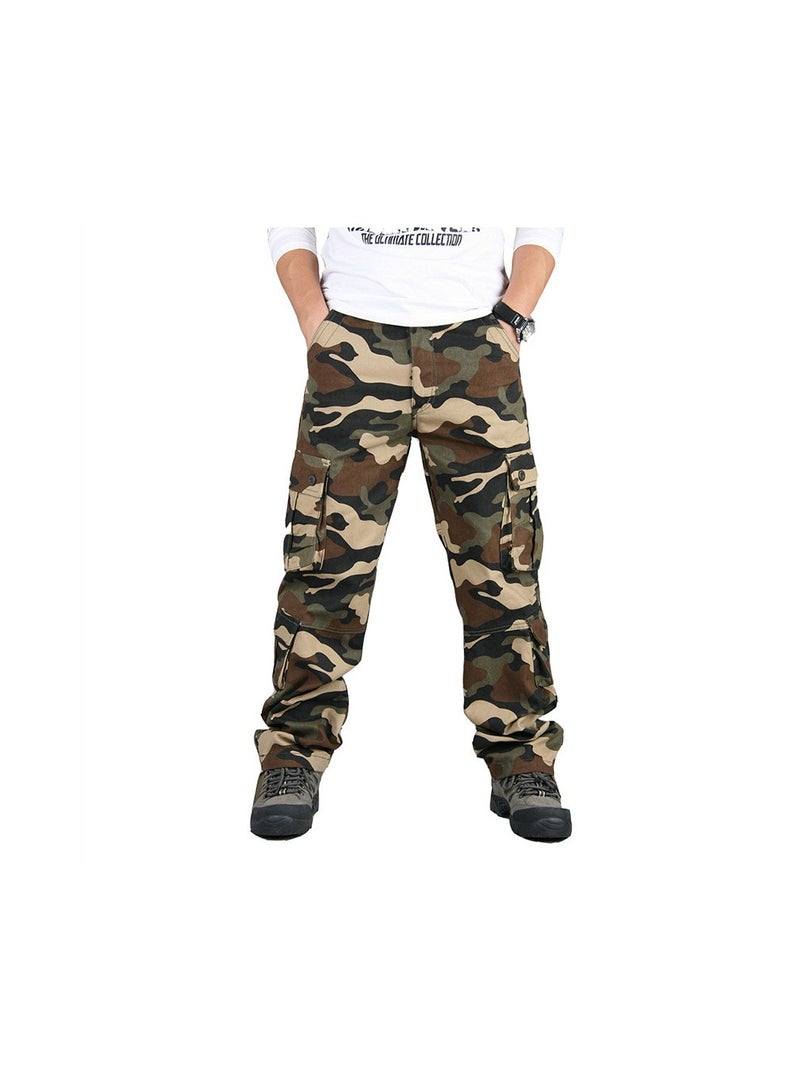 Squality Men Camouflage Military Overalls Khaki