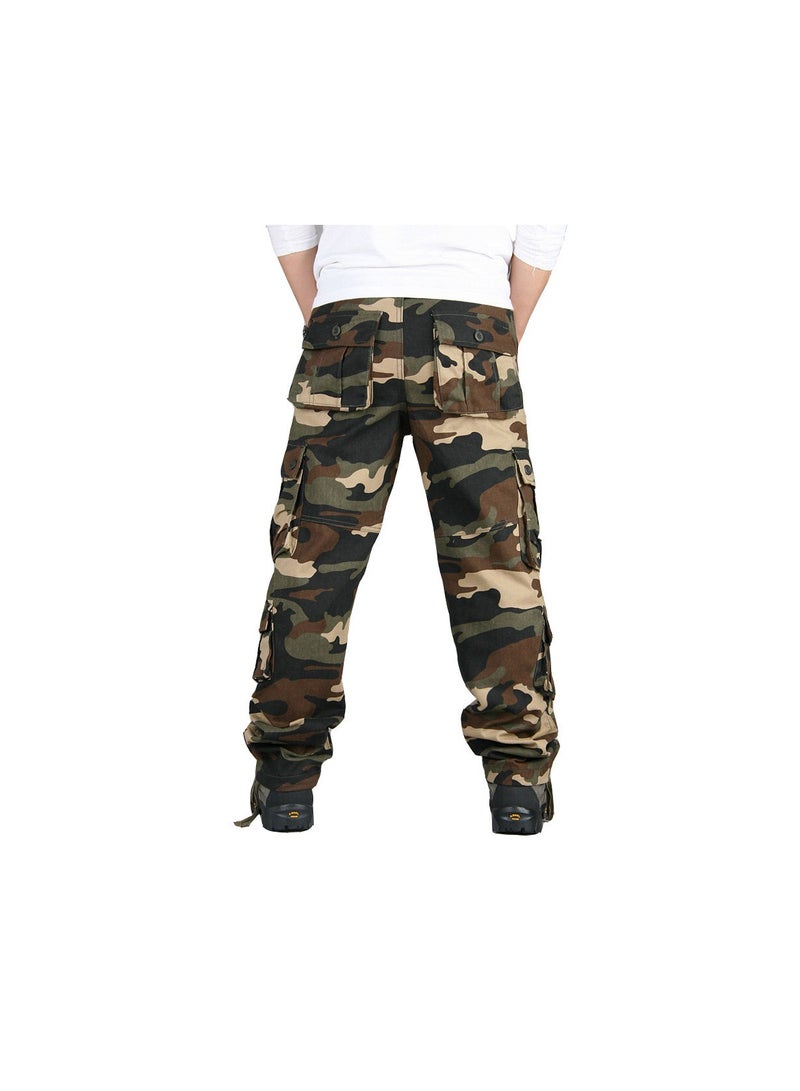 Squality Men Camouflage Military Overalls Khaki