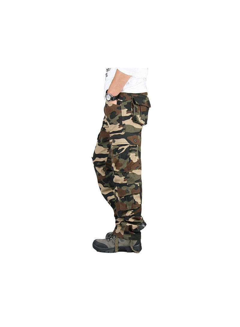 Squality Men Camouflage Military Overalls Khaki