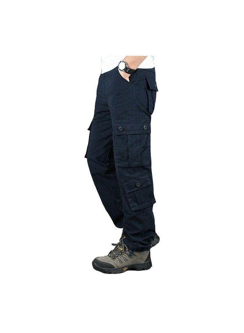 Squality Men Cargo Pants Dark Blue（Eight pockets）