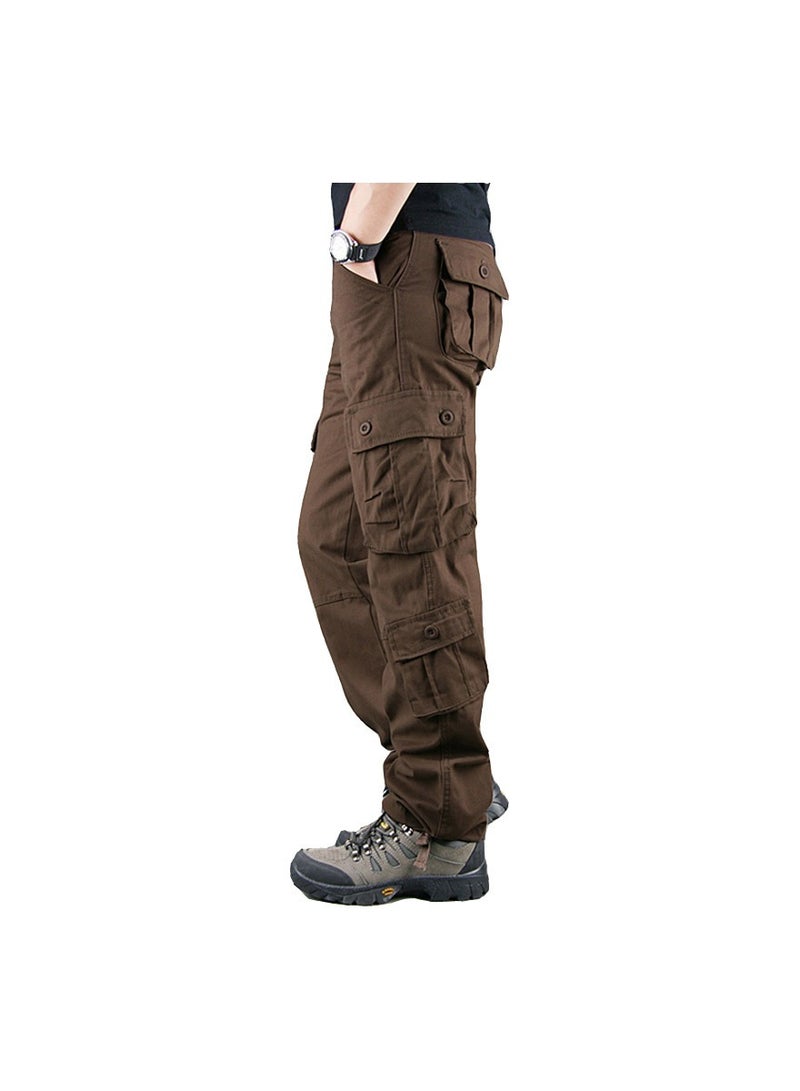 Squality Men Cargo Pants Brown（Eight pockets）