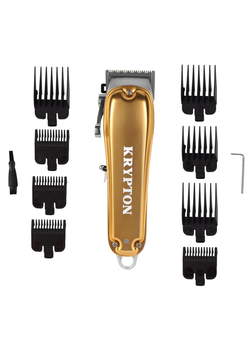 Rechargeable Professional Hair Clipper With High-Capacity Battery And Fast Charging, 4 Hours Working- KNTR5293 Golden