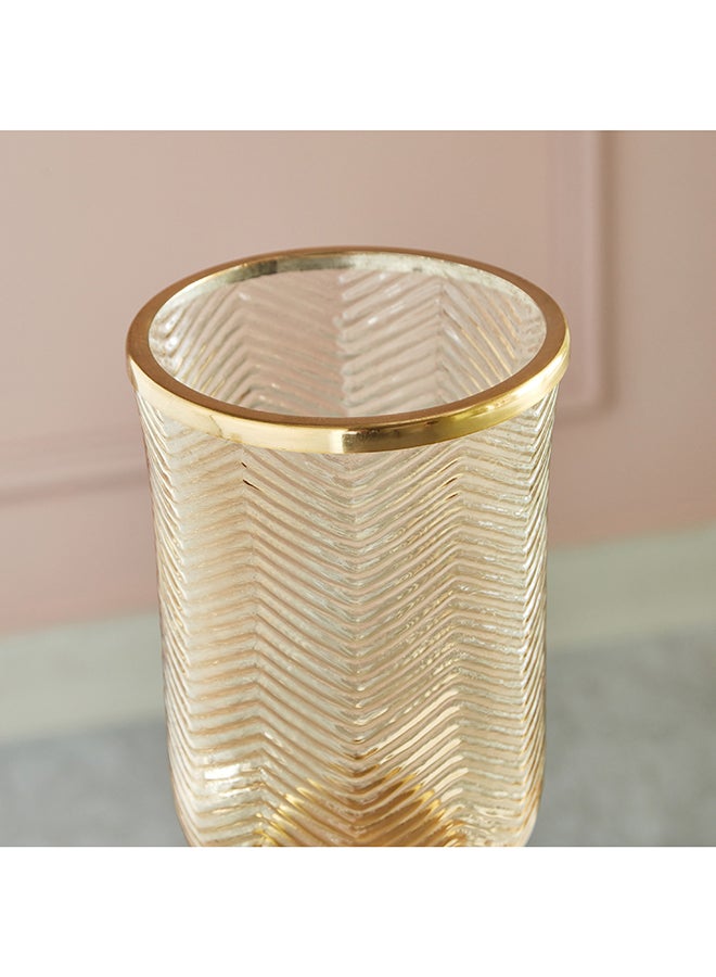 Suave Textured Glass Hurricane Candle Holder with Metal Base 17 x 45 x 17 cm