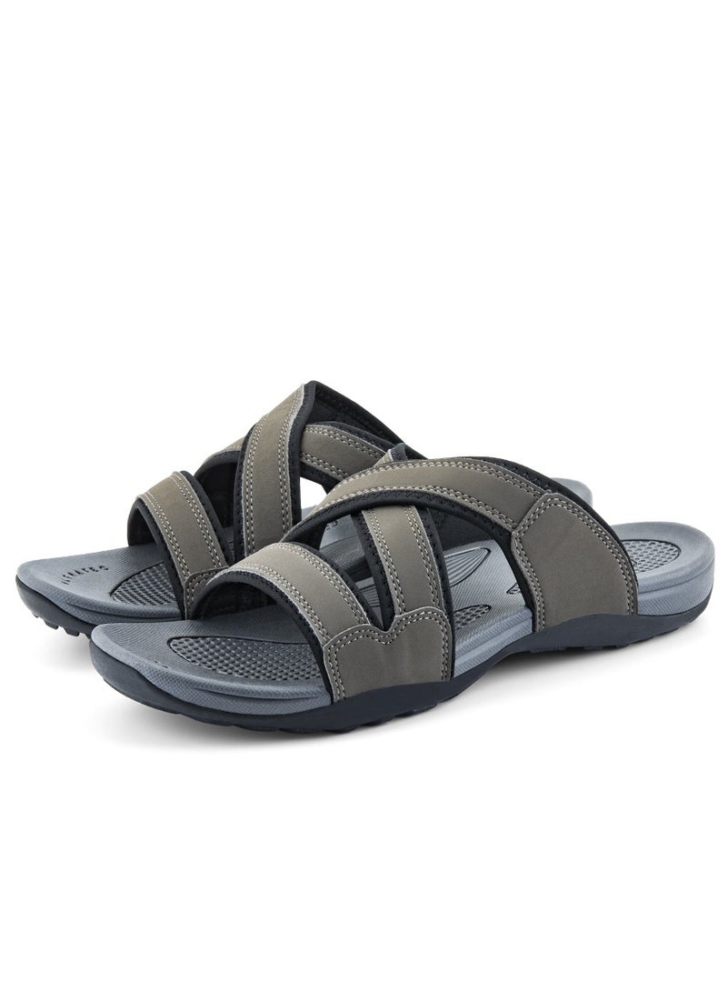 Slippers for Men | Arabic Style Slide-on | Series - ARBA-01 Grey