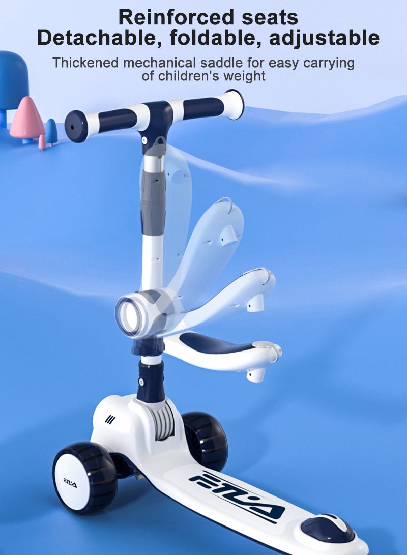 3-In-1 Children's Scooter Can Sit With Led Lights Flashing Wheel Adjustable Height Folding