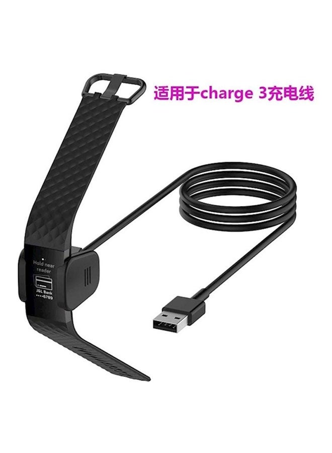 Replacement Charger For Fitbit Charge 3 USB Charging Cable Cord Clip Dock For Fitbit Charge3 Fitness Activity Tracker Black