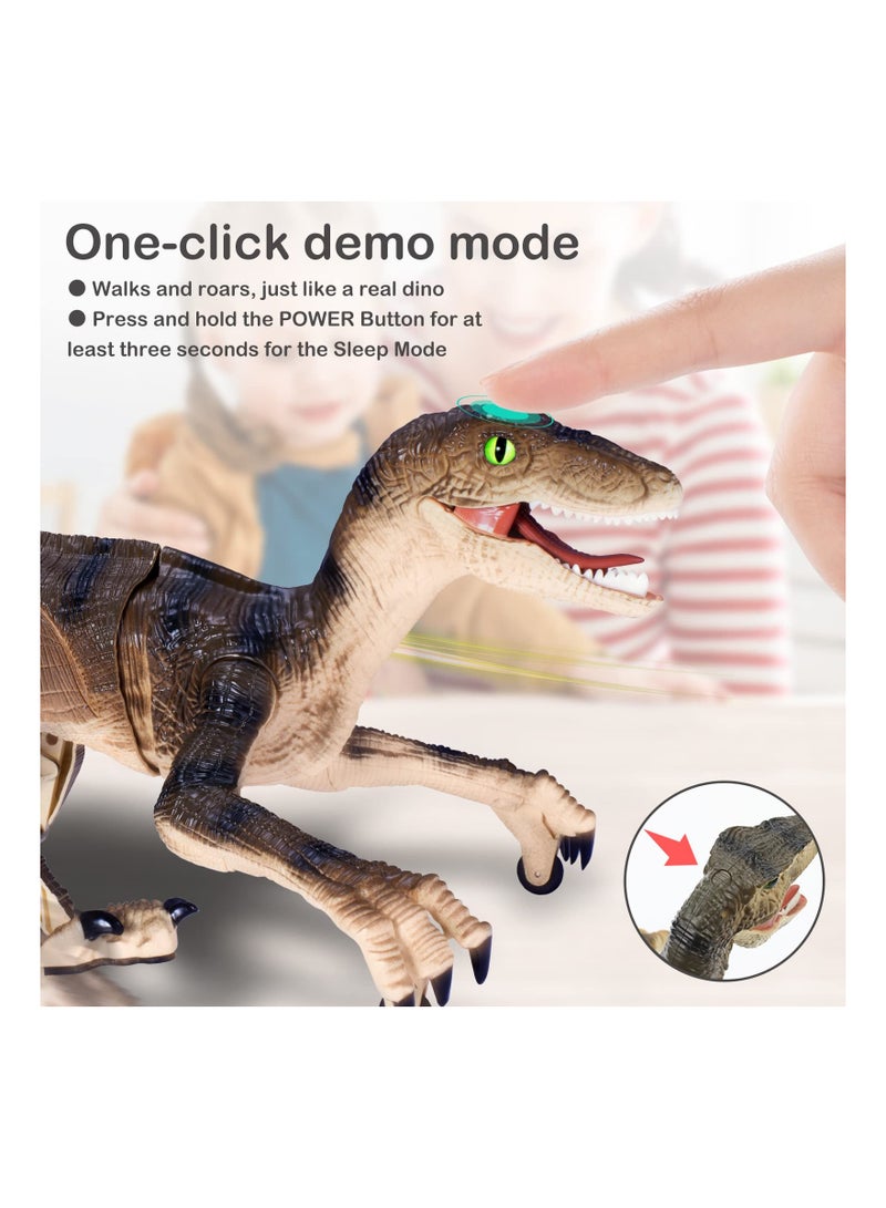 Remote Control Dinosaur Toys for Kids, Walking and Roaring Robot Dinosaur Toy with LED Light Up Eyes, 2.4Ghz Electronic RC Dinosaur