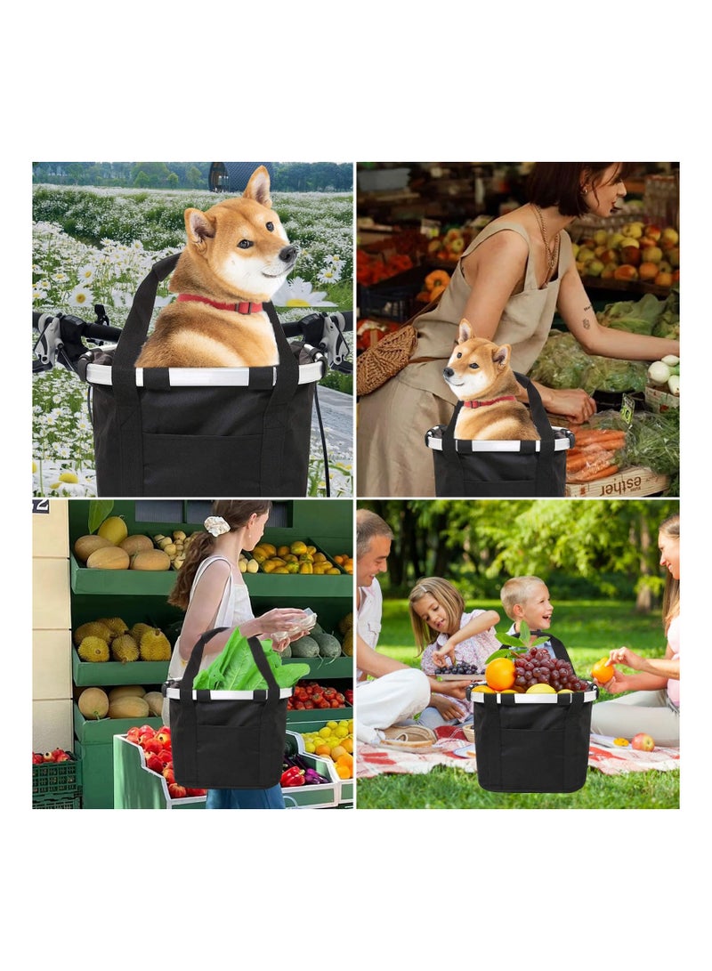 Bike Basket, Front Dog Basket for Bike, Bike Baskets for Adult Bikes, Bike Bags for Bicycles, Removable Bicycle Basket, Folding Small Pet Bag for Shopping Camping Cycling, Waterproof Easy to Carry